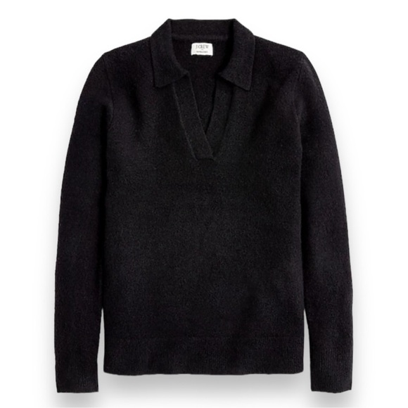 NWT J. Crew extra soft sweater polo plus size 2X in black stretch pullover NEW - Picture 1 of 4